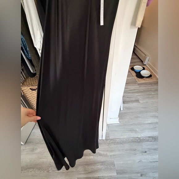 Dannijo rhinestone strap black silk maxi dress with a slit. Size L - Picture 4 of 8